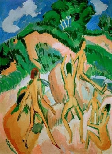 IPLUPJDY Leinwand Poster Wandbilder Kunst Gemälde WandgemäLde Tanzendes Paar von Ernst Ludwig Kirchner für Wanddekoration60x90cm