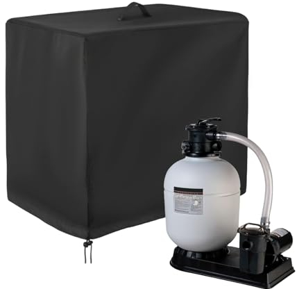 Bâche de Protection pour Pompe de Piscine, Filtre à Sable pour Pompe de Piscine Hors-Sol, 420D Oxford, bâche complète résistante aux UV et 100% étanche, 84 x 61 x 86 cm