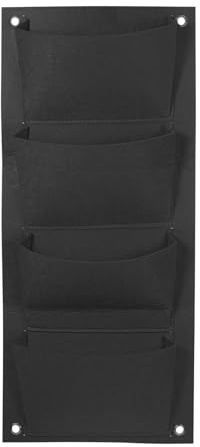 PATIKIL 4 Taschen Vertikale Hängende Pflanz Taschen Wand Hängende Pflanzgefäß Taschen Wandmontierte Filz Stoff Pflanz Pflanz Taschen für Garten Heim Dekoration Schwarz