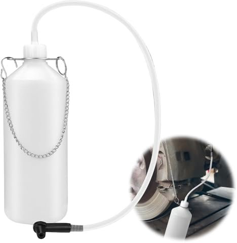 Riisoyu 1L Bremsflüssigkeitsbehälter, Bremsenentlüfterflasche mit 25cm Schlauch und Gummikupplung für die Meisten Brems- und Kupplungsentlüftungssysteme, Bremsflüssigkeits-Auffangflasche.