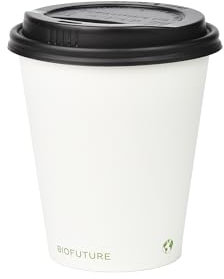 BIOFUTURE Biodegradable Coffee Cups – 50 x 6oz – 16oz (170ml – 450ml) Disposable Paper Cups with Lids – Eco-Friendly and 100% Compostable – Ideal for Tea, Coffee, and Hot Drinks (White, 6oz)