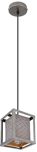 GLOBO Hängelampe Pendelleuchte Dekorstanzungen antik grau silber quadratisch H 120 cm