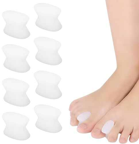 XENQITO 8 Pièces Ecarteur Orteil Souples en Silicone,Separateur Orteil en Gel,Double Peau Orteil de Correction d'Hallux,écarteur Orteil Améliorés pour Orteils Qui se Chevauchent,Séparateurs d'Orteils