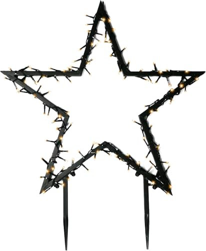 Gartenpirat Gartenstern mit Erdspieß Ø 60 cm 150 LED warmweiß mit Timer-Funktion Gartenstecker Weihnachtsbeleuchtung Stern Weihnachten außen