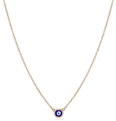 PERIMADE Evil Eye Halskette für Damen, vergoldet, blaue Emaille, Augen-Kettenanhänger, 925er-Sterlingsilber, kleiner böser Blick, Glücksbringer-Halskette, trendig, hypoallergen, minimalistisch