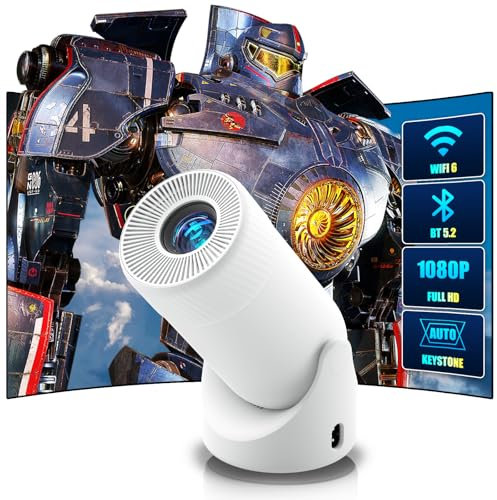ITMBET Mini Projector with Wi-Fi and Bluetooth - 1080p, 400 ANSI Lumens, 2-Second Quick Focus, Auto Keystone, 180° Rotation, Bluetooth Projector,Portable for Movies and Phone Projection