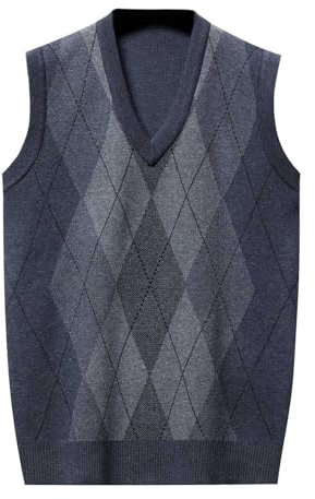 Herren Strickweste Weste V-Ausschnitt Ärmellos Gepolsterte Pulloverweste Strickjacke Sweatshirt Pullover Babytrage