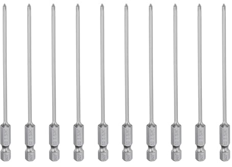 QUARKZMAN 10Pcs Embout de Tournevis Phillips #0 Ph0 1/4 Tige Hexagonale 110mm Long Acier S2 Magnétique de Grade Industriel pour Perceuse Électrique 2,5mm Tige