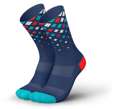 INCYLENCE Laufsocken für Damen und Herren mit leichter Kompression,1 Paar (DE/NL/SE/PL, Numerisch, 43, 46, Regular, Regular, Crystals Navy Cyan Inferno)