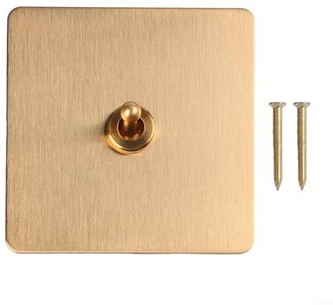 Interruttore a levetta in ottone 1/2 vie, retro in ottone a leva 86 tipo interruttore a parete per illuminazione domestica e ventilatori a soffitto, realizzato a mano, oro, interruttore in ottone (1