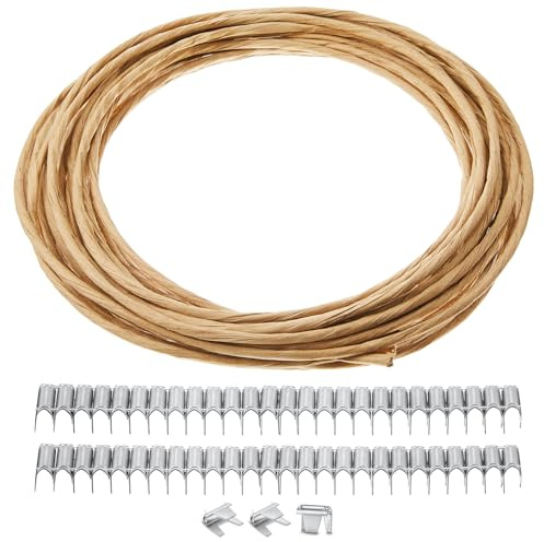 Upholstery Stay Wire Kit, 40ft Paper Wrapped Wire 9 Gauge with 80 Clips
