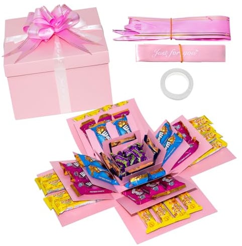 Explosion Gift Box,5 Layer Explosion Box,Surprise Box with Tape Bow Ribbon