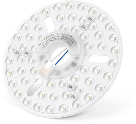 MEKOTRIN Kit de Luz del Ventilador de Techo LED de 6.3 Pulgadas Magnética de 24W Dimmable 3CCT 3000K 4000K 6000K Techo Ventilador Panel de Reemplazo de Luz (230V)