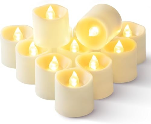 Homemory 24 Stück LED Flackernde Teelichter, batteriebetriebenes mit Timer 6 Stunden an und 18 Stunden aus pro Zyklus langanhaltendes für Zierpflanzen(Warmweiß，Wach)