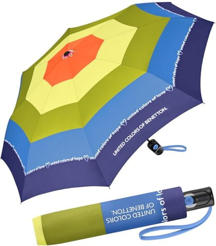 Benetton Regenschirm Rainbow Text - Taschenschirm Mini AC - blue