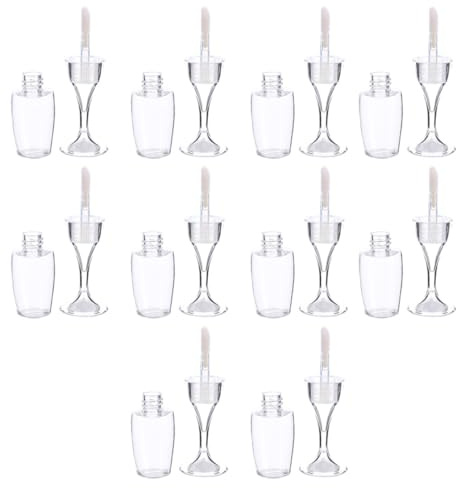 ASAKKURA 10pcs Refillable Lip Gloss Bottles Wine Glass Shaped Tube Containers 8ml Plastic Lip Gloss Containers for Daily Use Easy Carry and Leakproof