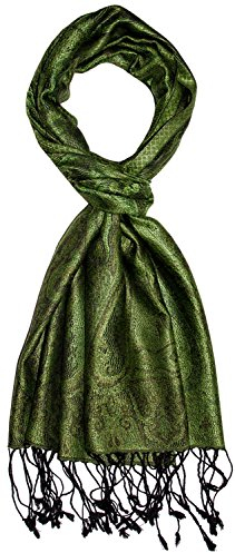 Lorenzo Cana - Herrenschal Seidenschal 100% Seide jacquard gewebt harmonische Farben mit Fransen 35 x 160 cm Paisley Muster Seidentuch 7841211