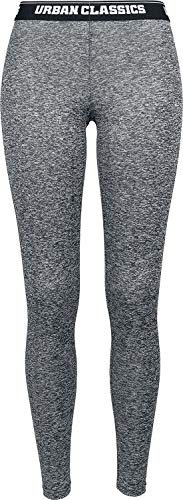 Urban Classics TB1658 Damen Sporthose Ladies Active Melange Logo Leggings Mehrfarbig (Charcoal/White/Black 1177), 50 (Herstellergröße: M)