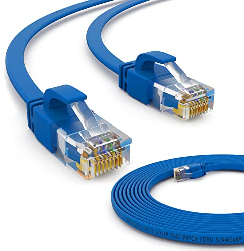HB-DIGITAL Netzwerkkabel LAN Kabel Cabel Flachkabel Slim flach RJ45 Stecker 5m 500cm cat 6 blau Kupfer Profi U/UTP bis zu 10 Gbit 10.000 Mbit cat. 6 Cat6 RJ45 Port Ethernet Netzwerk Patchcable