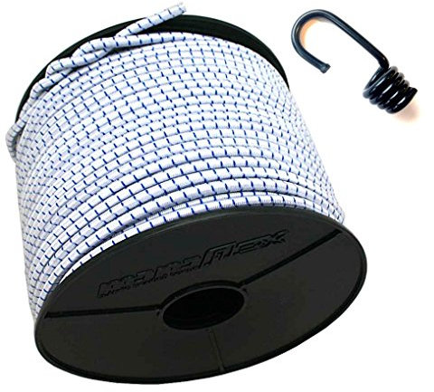 Seilwelt 10mm Expanderseil 30m Gummiseil + 10 Spiralhaken Gummileine Planenseil Seil Plane in Weiss Blau