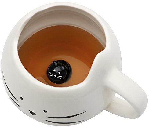 Koolkatkoo Cat Coffee Mug for Women Girls Cute Ceramic Meow Mugs for Cat Lover Tea Cup 12 oz White