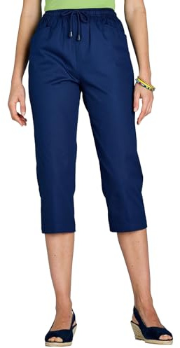 Chums Ladies Cotton Crop Trousers, Lightweight Cropped Summer Trousers with Elasticated Drawcord Waist, Breathable Cool Fit