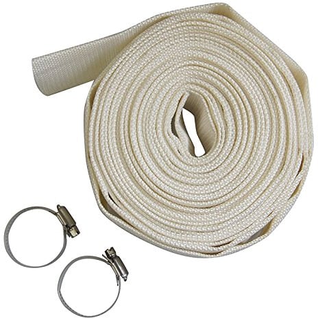 KATSU Tubo flessibile di Scarico Piatto 10 m x 38 mm, Inodore, con 2 Clips per pompe Sommerse e Pompe dell'Acqua, Laghetto Drenante, Giardino Irrigazione, Vasca Idromassaggio, Piscina, Bianco 664343