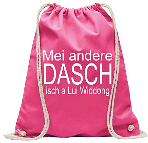 HIPSTER TURNBEUTEL RUCKSACK JUTE TURN-BEUTEL RUCKSACK-BEUTEL GYM-BAG TASCHE SPORTBEUTEL BEUTEL | MEI ANDERE DASCH ISCH A LUI WIDDONG | ROT SCHWARZ PINK WEISS (Pink)