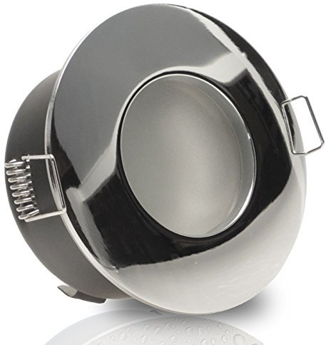 trendlights24 Nautic IP65 LED Bad Decken Einbaustrahler rund Chrom 230V GU10, 8er Set Spots 4,0W Neutralweiß, Deckenleuchten für Badezimmer, außen