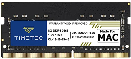 Timetec 8GB kompatibel für Apple DDR4 2666MHz für Mitte 2020 iMac20,1/20,2/Mitte 2019 iMac19,1 27 Zoll mit Retina 5K Display, Ende 2018 Mac mini (8,1) PC4-21333/PC4-21300 SODIMM-MAC-RAM-Upgrade