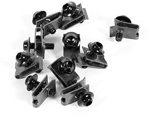 Dado clip di fissaggio, 10Pcs M5 Kit bulloni corpo carenatura in alluminio per moto Vite Spire Speed Fastener Clip Dado(Nero)