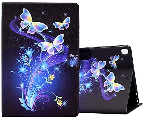 ONETHEFUL Coque Libro Étui pour Apple iPad 10.2 2021 2020 2019 / iPad Air 3 10.5 2019 / iPad Pro 10.5 2017 Tablette Housse Cover Protection Étuis avec PU Cuir et Stand - Fleur de Papillon