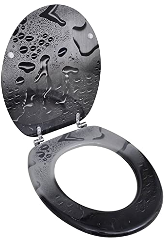Toilettensitz WC-Sitz MDF Wassertropfen Design - Erwachsene Toilettendeckel - Klobrille Deckel - Toilettendeckel - O Form Wc-Deckel 43,7 x 37,8 x 5 cm