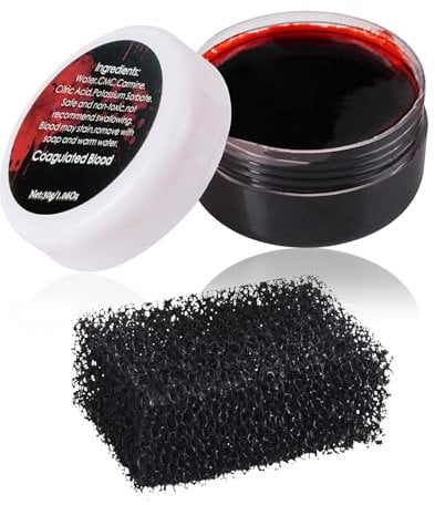 Mysense Faux sang coagulé avec éponge à picots pour les effets spéciaux et pour Halloween, festival et fête 30 g