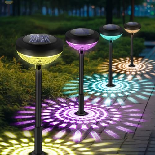 Anordsem Solarlampen Wegeleuchten für Außen Garten Dekoration: Weihnachtsbeleuchtung Außen mit Farbwechsel für Balkondeko - Wasserdicht LED Gartenbeleuchtung Solar für Terrasse Weg Rasen Deko