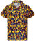 King Kameha Funky Hawaiian Shirt, Men, Shortsleeve, Flames Allover, Yellow Blue, M