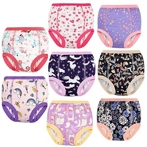 FLYISH DIRECT Baby Trainerhosen Töpfchentraining, 8er Pack Töpfchen Trainingshose für Mädchen Jungen, 2-7 Jahre, Waschbar und Wiederverwendbar, 130/6T