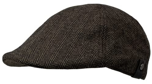 WEROR Flatcap Herren – Schirmmütze Schiebermütze Cap mit Schirm - Mütze mit Baumwollfutter – Fischgrät - WEROR-405.1 (54, 55, Braun)