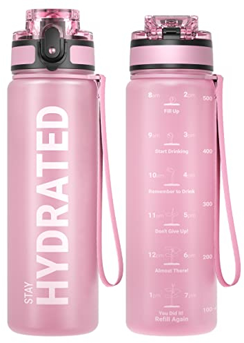 Sahara Sailor Trinkflasche, BPA-Frei Tritan, 1L/500ML/750ML Auslaufsicher Trinkflasche mit Zeitmarkierung für Gym, Sport, Outdoor, Schule, Job