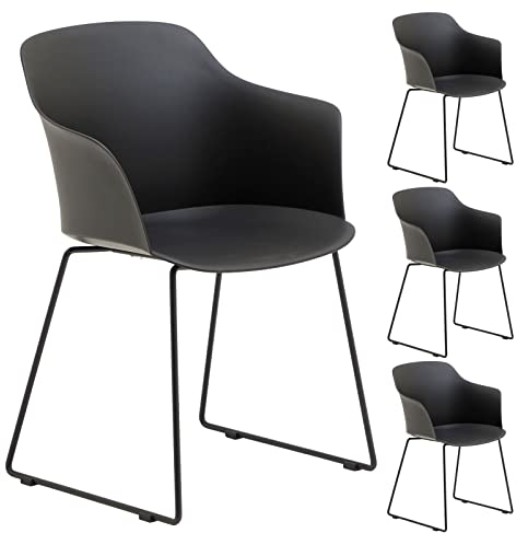 IDIMEX Gartenstuhl FORO in schwarz aus Alu und Kunststoff, schlanker Terrassenstuhl aus Polypropylen und Metall, Sitzschale UV-beständig