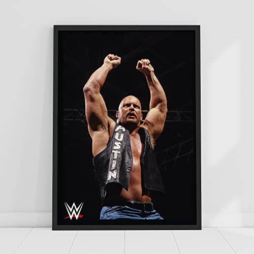 Themed WWE Print – Stone Cold Steve Austin in Ring Poster Wrestling Wandkunst (A4-21 cm x 29,7 cm)