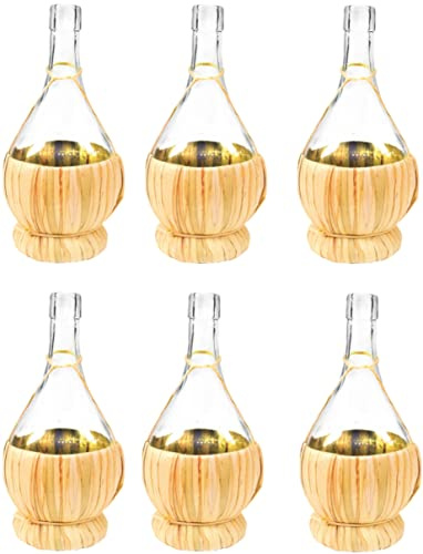 lilawelt24 6x 1L Glasflasche im Seegraskorb für Likör Öl Essig Saft Wein | Dekoratives 6er-Set zum Befüllen, Servieren und Verschenken hausgemachter Getränke