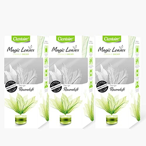 CLENTAIRE Magische Duftblätter Emerald Dream, 3er Pack, 3 x 50ml Glas - sinnlich Raumduft, handgefertigte Blüte aus Magnolienblättern, Raumdekoration