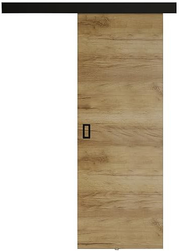 KIER FURNITURE Schiebetür Komplettset WERDI 70 - Innentüren Komplettset - Wohnzimmer Schiebetür - Modern Schiebetüren - Sliding Door - Tür Eiche Sonoma 76x205x1,6 cm