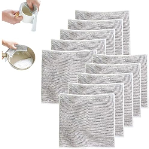 ZXCVWWE Trapos multiusos de alambre para lavar platos húmedos y secos, paños de cocina limpiadores de hierro fundido, limpiadores de estropajos de acero inoxidable, paño de estropajo de cocina