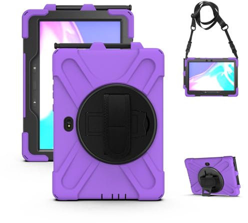 Funda para Samsung Galaxy Tab Active Pro SM-T540 T547 de 10.1 pulgadas, marco de plástico duro 3 en 1 + doble silicona [correa de mano y correa de hombro] - C