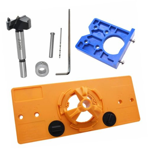 BESTonZON 1 Satz Stempel-locator Bohranleitung 35 Mm Spannvorrichtung Für Verdeckte Scharniere Scharnier Bohren Bohrer-kit Scharnierlochpositionierer Bit-kit Edelstahl Schrank Führung