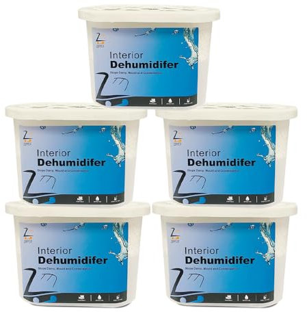 Zopper Interior Dehumidifier 500ml Pack of 5 for Home Damp Mould Prevention, Wardrobe Condensation Remover for Bedroom, Kitchen