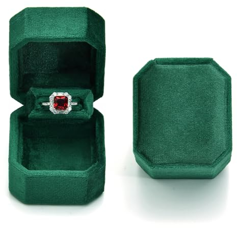 TAIMY Ringbox, Plüsch-Samt-Ringetui für Antrag, Verlobung und Hochzeitszeremonie, kleine Ringgeschenkbox für Männer, Frauen, Freundin, Mutter, Vater (grün)