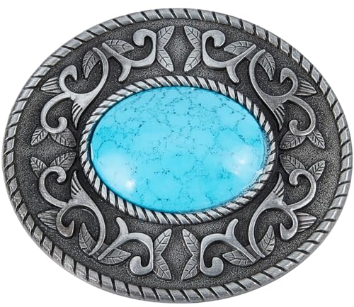 GORGECRAFT Western-Gürtelschnalle In Türkis Vintage Mittelalterliche Schnalle Gürtelverschluss Accessoire Bohemian-Stil Modischer Türkisfarbener Schmuckgürte Schnallen Für Cowgirl Cowboy Antik Silber